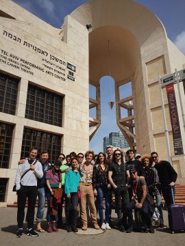 Our dancers accompanied by artistic director Ivan Cavallari in front of the Israeli Opera