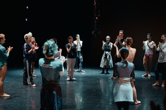 View of Les Grands Ballet dancers onstage