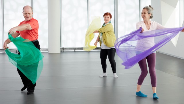 A dance therapy class for adults 50 years and older