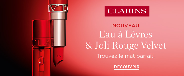 Publicité Clarins pour Les Grands Ballets - Eau à Lèvres et Joli Rouge Velvet